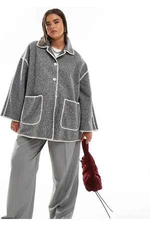 In The Style Longline contrast stitch jacket in