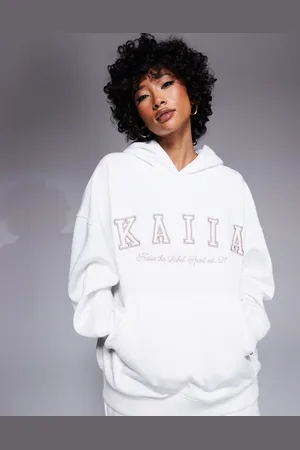 Kaiia Embroidered logo oversized hoodie co-ord in and sand