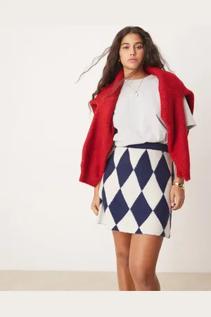Neon Rose Argyle knitted mini skirt in