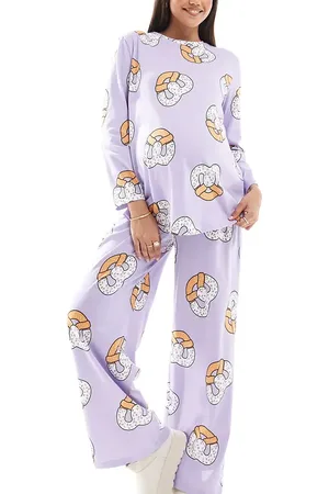 ASOS ASOS DESIGN Maternity pretzel long sleeve top & trouser pyjama set in lilac