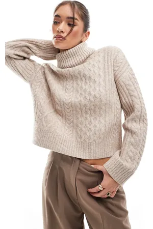 New Look Cable roll neck jumper in cream