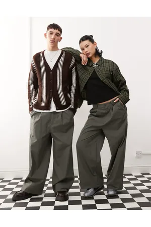 Reclaimed Unisex baggy trouser with front pleat detail in grey