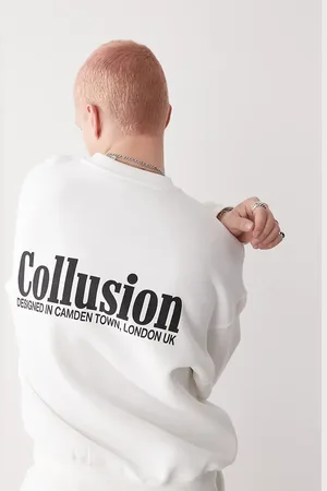 COLLUSION Henley neck sweatshirt in ecru with print co-ord