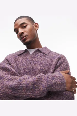Topman Relaxed open collar jumper in marl