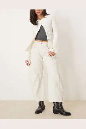 Free People Good luck mid rise barrel leg jeans in ivory