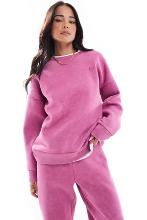 Miss Selfridge Acid wash oversized sweatshirt in pink