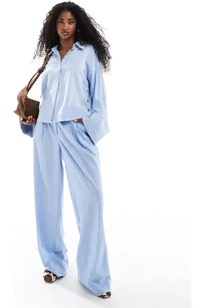 Object Pleat front wide leg trouser co-ord in light