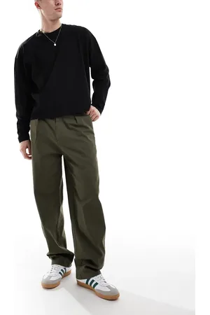 Only & Sons Pleated wide leg trouser in khaki