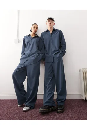 Reclaimed Unisex wide leg suit trouser in co-ord