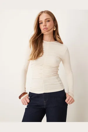 JDY Ruched front top in cream
