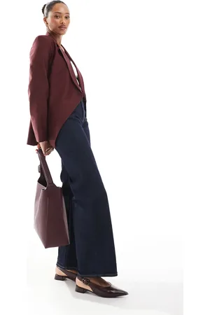 ASOS Wrap front blazer in burgundy