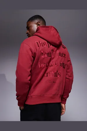Sixth June Back embroidered quote hoodie in burgundy