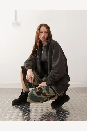 Weekday Jodi zip through funnel neck sweatshirt in dark
