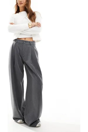 Stradivarius STR tailored pleated wide low waist trouser in