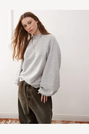 Reclaimed Funnel neck balloon sleeve jumper in marl
