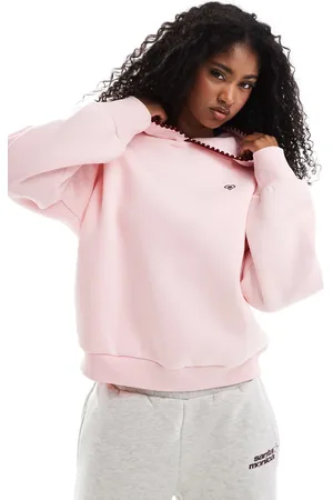 Miss Selfridge Heart embroidered blanket stitch oversized hoodie in light