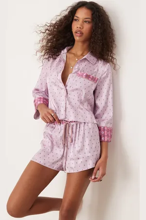 Free People Pillow talk printed satin pyjama set in lilac