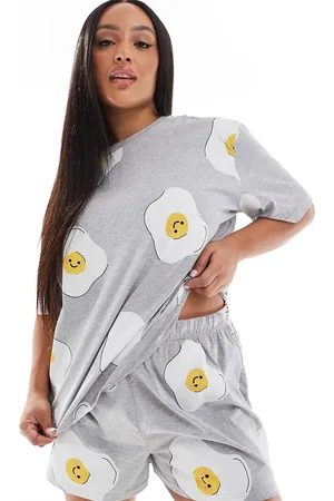 ASOS ASOS DESIGN Curve fried egg oversized tee & short pyjama set in marl