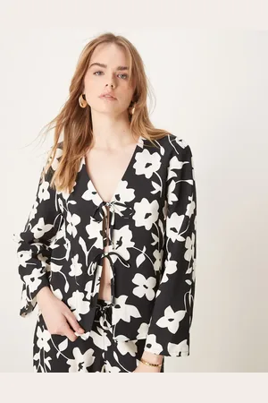 JDY Tie detail top co-ord with floral print in