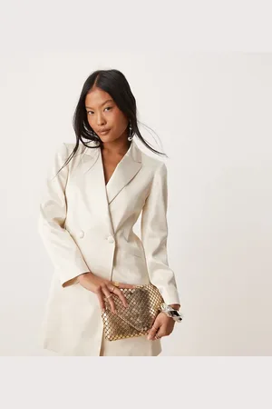 Miss Selfridge Satin blazer in champagne