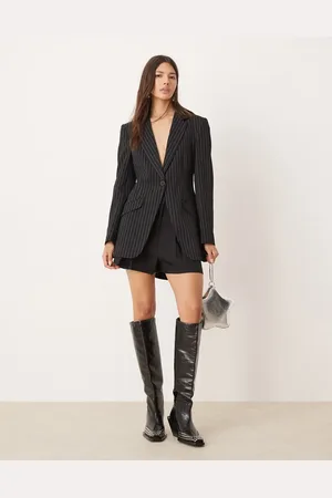 Miss Selfridge Relaxed fit blazer in mono pinstripe