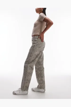 Topshop Straight leg snake print trouser in