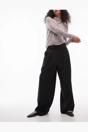 Topshop Co ord pleated tie waist tailored balloon trouser in charcoal CHARCOAL