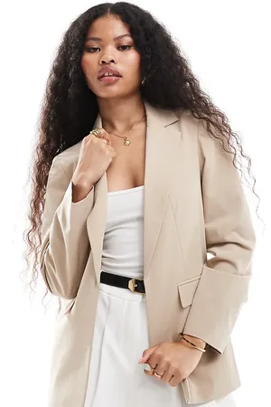 Miss Selfridge Relaxed fit essential blazer in stone