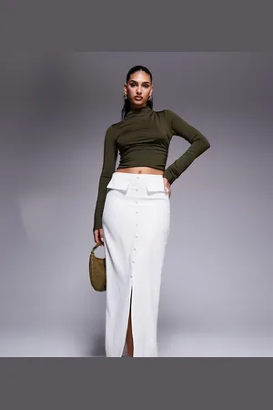 Kaiia Exclusive pocket detail front split maxi skirt in
