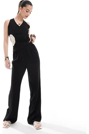 4th & Reckless Linen look high waisted wide leg beach trousers co-ord in