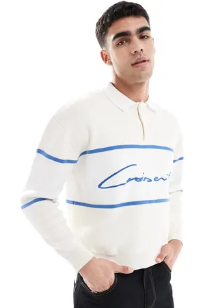 Pull&Bear Knitted retro polo in ecru