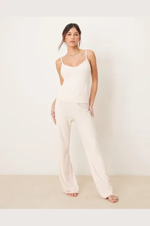 Abercrombie & Fitch Nightwear pointelle trouser co-ord in light