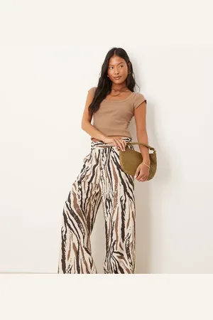 JDY Wide leg trousers in abstract zebra print