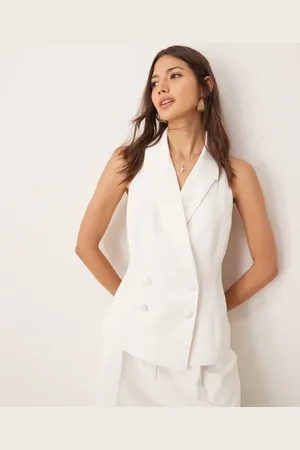 Miss Selfridge Halter waistcoat in ivory