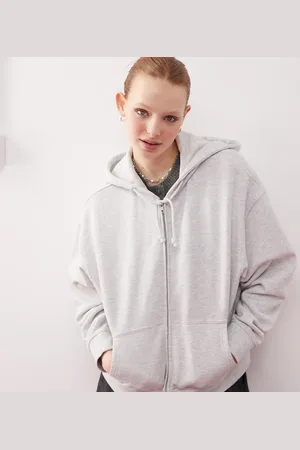 COLLUSION Zip through boxy hoodie in marl