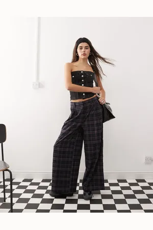 COLLUSION Wide leg trouser in check
