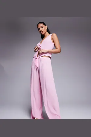 Kaiia Exclusive textured beach wide leg trousers co-ord in