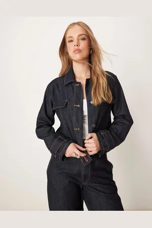 JDY Cropped denim jacket co-ord in indigo rinse