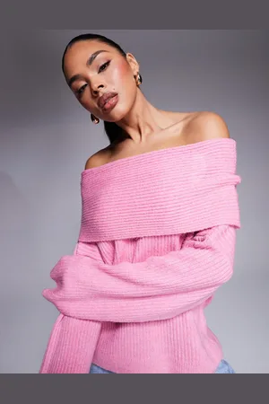 ASOS Oversized knitted off shoulder jumper in soft