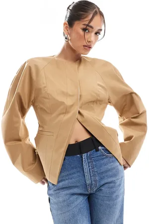 ASOS Extreme sleeve nipped waist blazer in camel