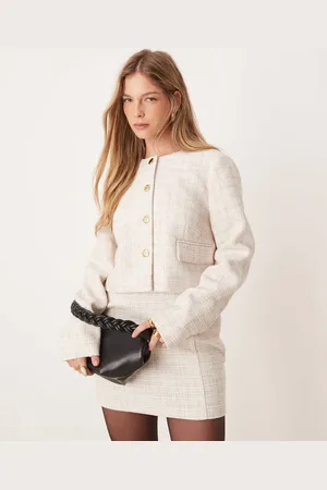 ASOS Boucle boxy blazer co-ord in off white