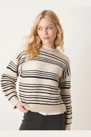 ASOS Textured knit jumper in ecru stripe