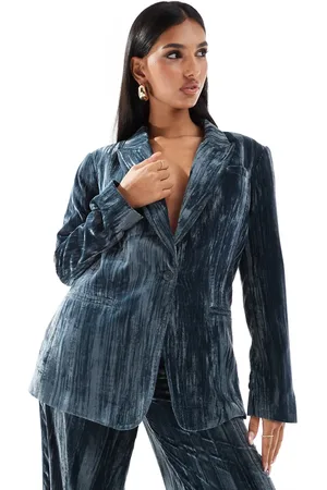 ASOS Crinkle velvet blazer co-ord in - MBLUE