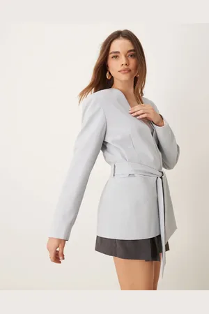 ASOS Tailored tie waist blazer in light