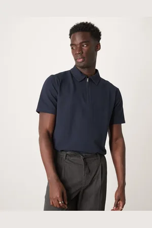 SELECTED Half zip seersucker polo shirt in