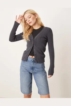 Calvin Klein Ribbed cardigan in charcoal