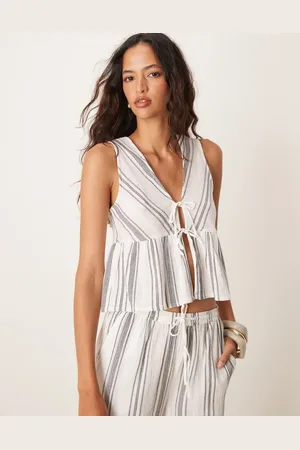 Iisla & Bird Stripe beach waist coat co-ord in