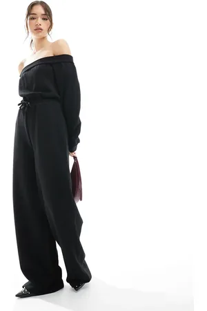 Miss Selfridge Off the shoulder jersey wide leg jumpsuit