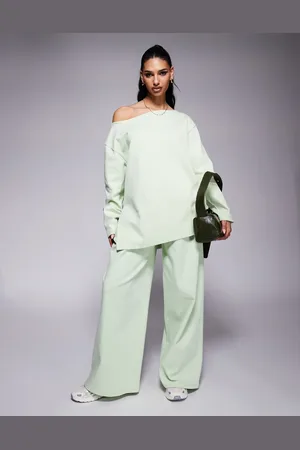 ASOS Interlock co-ord off shoulder sweat in pastel