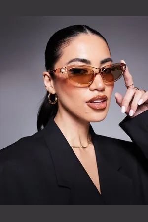 River Island Slim cateye sunglasses in beige